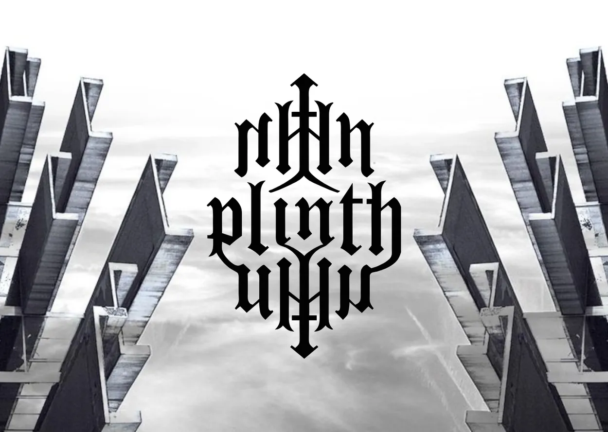 Plinth on desktop, stepping through seven issues with distinct layouts, from a sparse white index and black splash pages to a collage image map